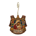 O711 — Stones of Remembrance wooden Nativity ornament with gold spiral hook