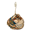 O712 — The Woven Shoulder wooden Nativity ornament with gold spiral hook