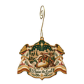 O716 — Sevenfold Praise Cloth wooden Nativity ornament with gold spiral hook