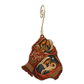O721 — The Cloak of Belonging wooden Nativity ornament with gold spiral hook