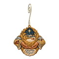 O722 — Barley in Two Hands wooden Nativity ornament with gold spiral hook