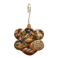 O726 — Five Smooth Stones wooden Nativity ornament with gold spiral hook