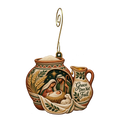 O735 — The Widow's Flour Jar wooden Nativity ornament with gold spiral hook
