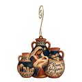 O737 — Empty Vessels Welcome wooden Nativity ornament with gold spiral hook