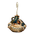 O738 — The Last Drop of Hope wooden Nativity ornament with gold spiral hook