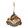 O741 — The Clean Garment wooden Nativity ornament with gold spiral hook