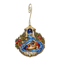O748 — River from the Threshold wooden Nativity ornament with gold spiral hook