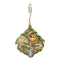 O749 — Leaves for the Nations wooden Nativity ornament with gold spiral hook