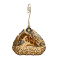 O752 — Mountain around the Manger wooden Nativity ornament with gold spiral hook