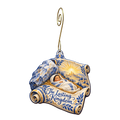 O753 — The Stone and the Scroll wooden Nativity ornament with gold spiral hook