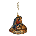 O756 — The Prayer Cloak wooden Nativity ornament with gold spiral hook
