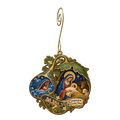 O757 — The Gourd's Shelter wooden Nativity ornament with gold spiral hook