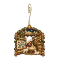 O760 — The Ruler's Shepherd Gate wooden Nativity ornament with gold spiral hook