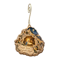 O761 — The Little Town in a Stone wooden Nativity ornament with gold spiral hook