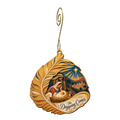 O766 — Sunrise in the Feather wooden Nativity ornament with gold spiral hook