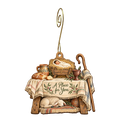 O768 — The Prepared Table wooden Nativity ornament with gold spiral hook