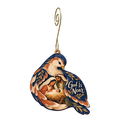 O773 — The Secret Place wooden Nativity ornament with gold spiral hook
