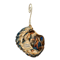 O774 — The Messenger's Folded Wing wooden Nativity ornament with gold spiral hook