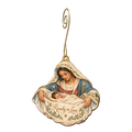 O778 — The Willing Hands wooden Nativity ornament with gold spiral hook