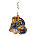 O779 — The Humble Doorstep wooden Nativity ornament with gold spiral hook