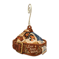 O793 — The Guardian's Belt wooden Nativity ornament with gold spiral hook