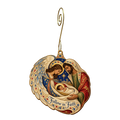 O795 — The Dream's Guiding Hand wooden Nativity ornament with gold spiral hook