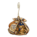 O797 — The Journey Bread Bundle wooden Nativity ornament with gold spiral hook