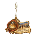 O799 — The Census Seal wooden Nativity ornament with gold spiral hook