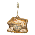 O806 — The Stone Trough's Light wooden Nativity ornament with gold spiral hook