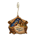 O807 — The Reed-Lined Manger wooden Nativity ornament with gold spiral hook