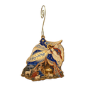O824 — Night Tent of Glory wooden Nativity ornament with gold spiral hook