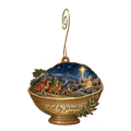 O834 — The Traveler's Night Bowl wooden Nativity ornament with gold spiral hook