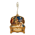 O836 — The Treasure Lid's Homage wooden Nativity ornament with gold spiral hook