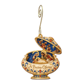 O841 — The Myrrh Stopper's Cradle wooden Nativity ornament with gold spiral hook