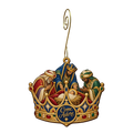 O843 — A Crown Laid Low wooden Nativity ornament with gold spiral hook