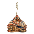 O851 — The Rooftop Blanket wooden Nativity ornament with gold spiral hook