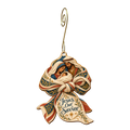 O854 — The Savior's Knot wooden Nativity ornament with gold spiral hook