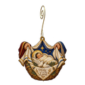 O857 — The Temple Carrying Cloth wooden Nativity ornament with gold spiral hook