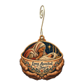O863 — The Waiting Bowl wooden Nativity ornament with gold spiral hook
