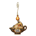 O867 — The Wick and the Wonder wooden Nativity ornament with gold spiral hook