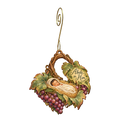 O875 — The Vine Cradles Its Root wooden Nativity ornament with gold spiral hook