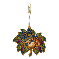 O876 — The Leaf and the Life wooden Nativity ornament with gold spiral hook