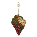 O877 — Fruit of the Promise wooden Nativity ornament with gold spiral hook