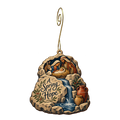 O882 — The Spring in the Stone wooden Nativity ornament with gold spiral hook