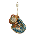 O883 — The Pouring Promise wooden Nativity ornament with gold spiral hook
