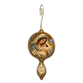 O888 — The Clear Reflection wooden Nativity ornament with gold spiral hook
