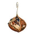 O890 — Life in the Seed wooden Nativity ornament with gold spiral hook