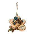 O891 — The Blossom's Cradle wooden Nativity ornament with gold spiral hook