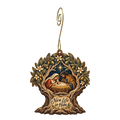 O892 — The Living Stump wooden Nativity ornament with gold spiral hook