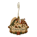 O901 — The Message Opens wooden Nativity ornament with gold spiral hook